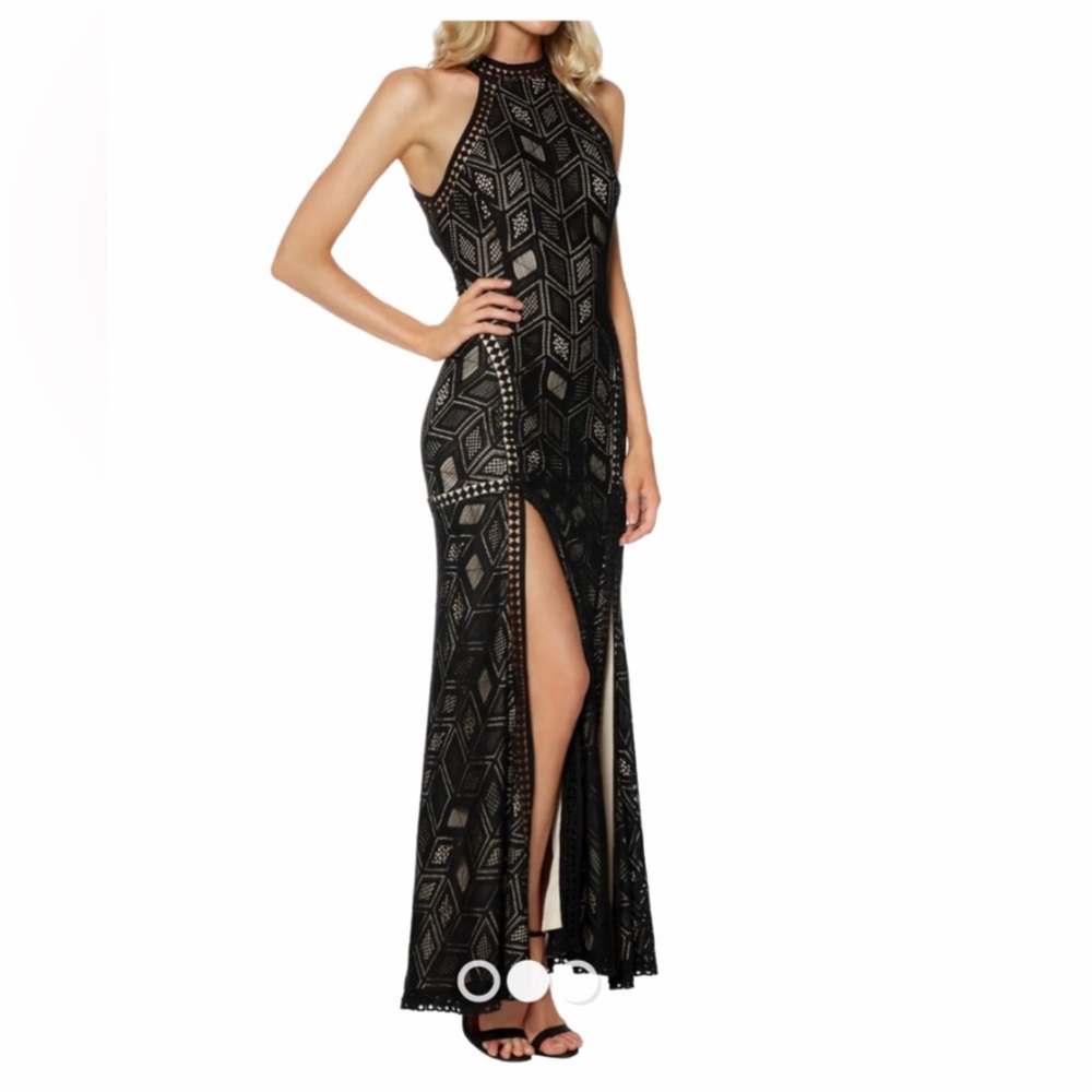 GIGI Marciano Sunset Geo Lace Black Dress